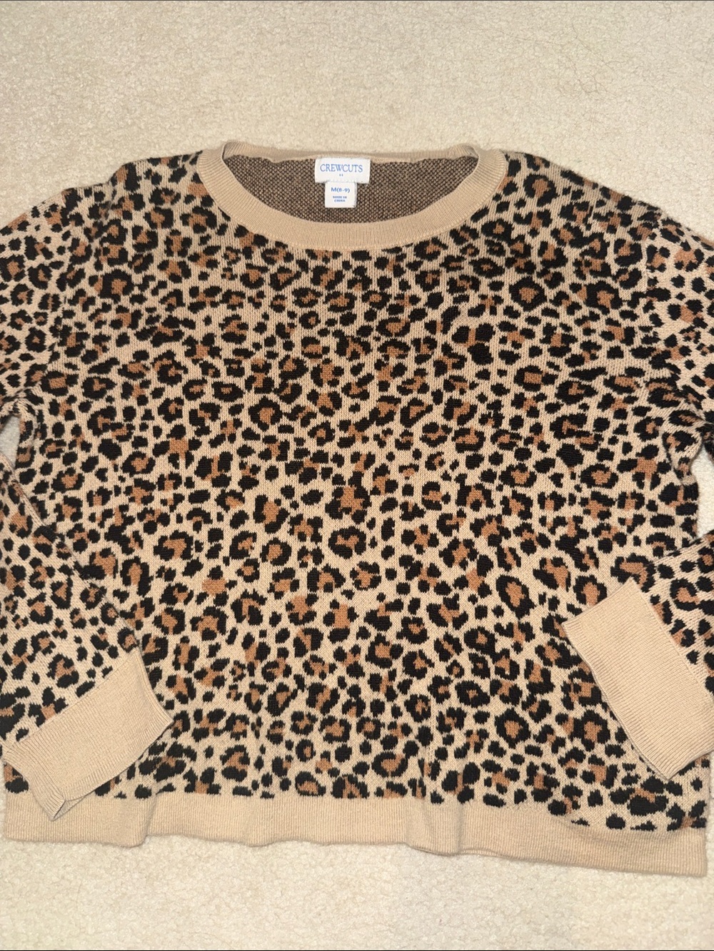 Crewcuts Leopard Print Crewneck Sweater